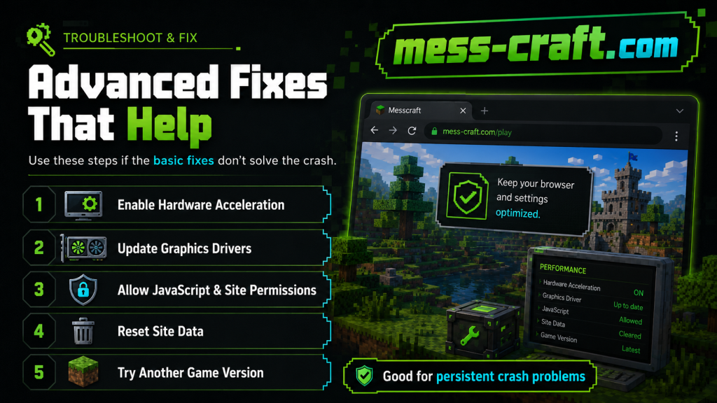 Advance Fixes that help for messcraft error fixes
