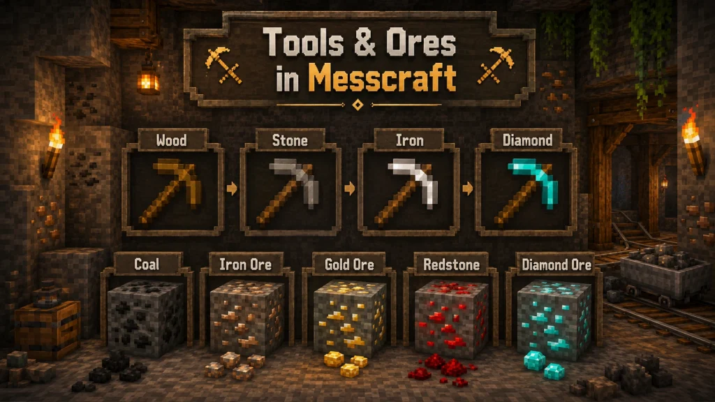 Tools and ores in messcraft